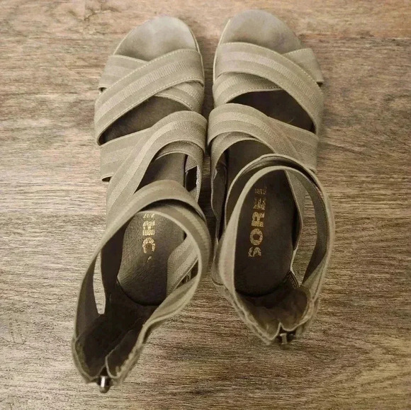 Sorel Out & About Plus Sandals Elastic Gladiator sage green women's 8.5 - Picture 3 of 7